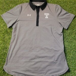 Under Armour Black and White Striped Polo Shirt